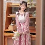 berry cream casual pink hanfu