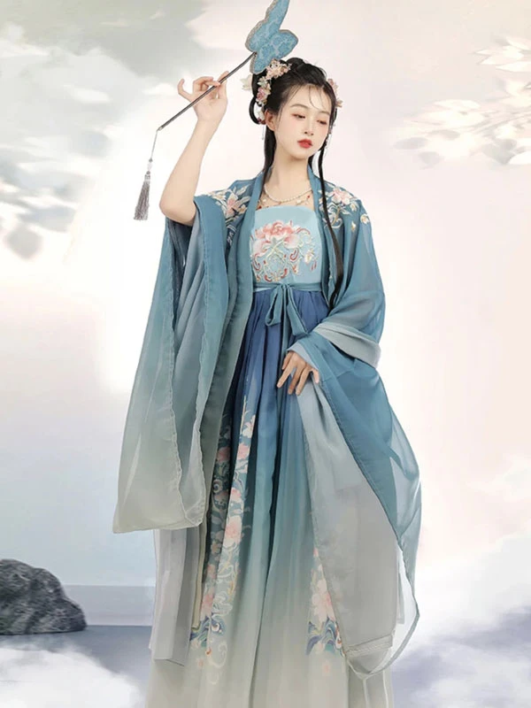 retro womens blue hanfu for work and play