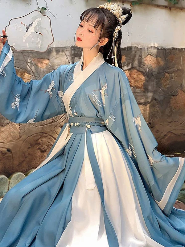 retro womens blue hanfu for work and play