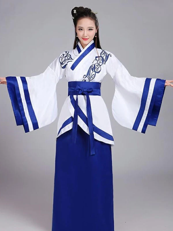 retro womens blue hanfu for work and play