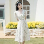 rose qipao short cheongsam summer dress