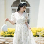 rose qipao short cheongsam summer dress