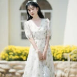 rose qipao short cheongsam summer dress