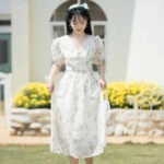 rose qipao short cheongsam summer dress
