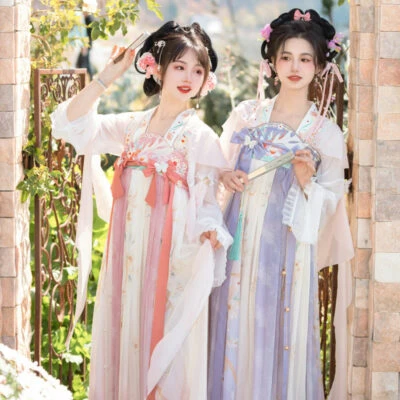 Fairy Butterfly Pink Purple Qixiong Hanfu Dress for Spring