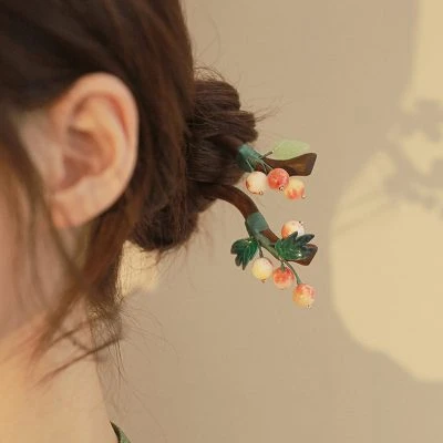 Vintage Hanfu Wooden Hairpin Handmade Cheongsam Hair Decoration