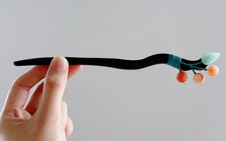 Vintage Hanfu Wooden Hairpin Handmade Cheongsam Hair Decoration