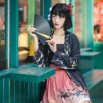 Women Modern Black Hanfu Short Dress for Summer