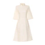 cream qipao modern cheongsam dress