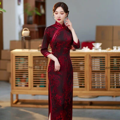 Autumn ladies cheongsam retro banquet evening dresses