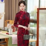 Autumn ladies cheongsam retro banquet evening dresses