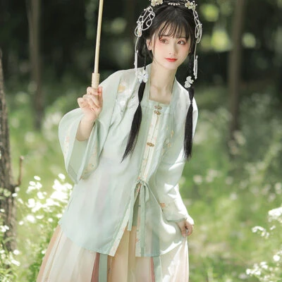 Modern Ming Style Summer Women Cute Green Dress
