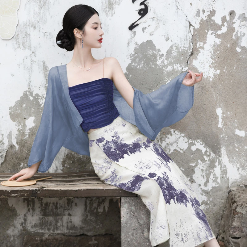 Fashion-Hanfu-Song-Dynasty-Daily-Han-Element-Suit-Blue-Chinoiserie-Costume-1 Fashion Hanfu Song Dynasty Daily Han Element Suit Blue Chinoiserie Costume