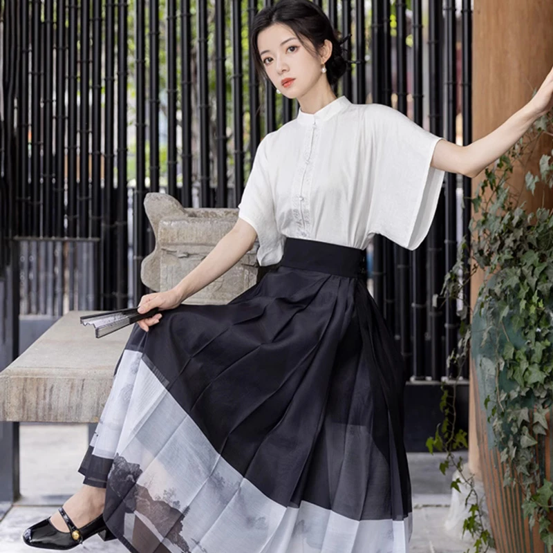 Women-Modern-Hanfu-Minimalist-Mamian-Dress-for-Summer-Day-1 Women Modern Hanfu Minimalist Mamian Dress for Summer Day