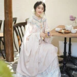 Women's Traditional Ming Dynasty Mamian Dress Blue Daily Hanfu