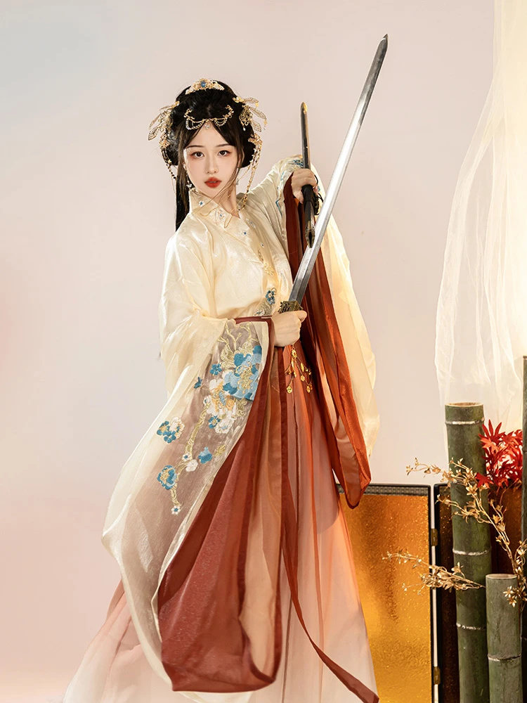 Wei Jin Hanfu Women's Qiyao Dress Wide Sleeve North and South Dynasty Set