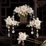 Camellia Flower Hanfu Headdress Set Elegent Hairclips