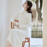 Knitted White Cheongsam Winter Women Chinese-style Dress