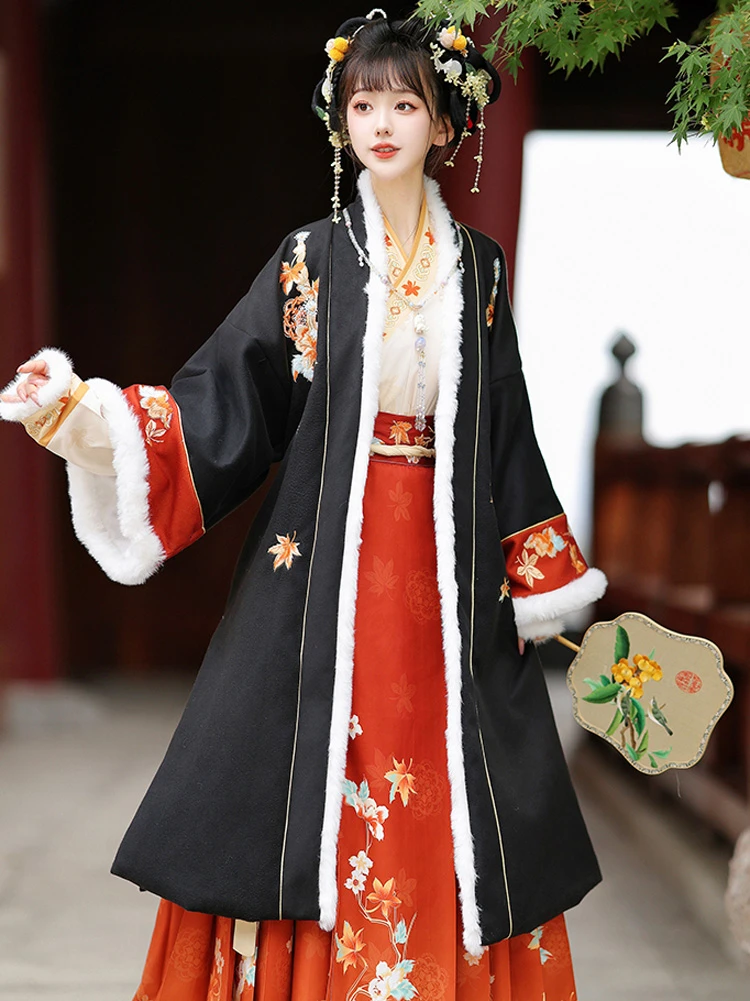 Winter Women Hanfu Song Style Long Coat Daily Suit