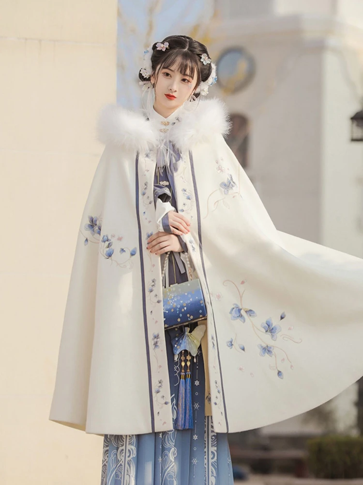 Hanfu Cloak Winter Women Long Thick Cape