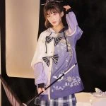Purple Women Hanfu Sweatshirt Jacket Fall Fashion