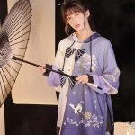 Purple Women Hanfu Sweatshirt Jacket Fall Fashion