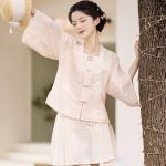 Summer Pink Hanfu Set Ming Short Ma Mian Skirt