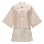 Summer Pink Hanfu Set Ming Short Ma Mian Skirt