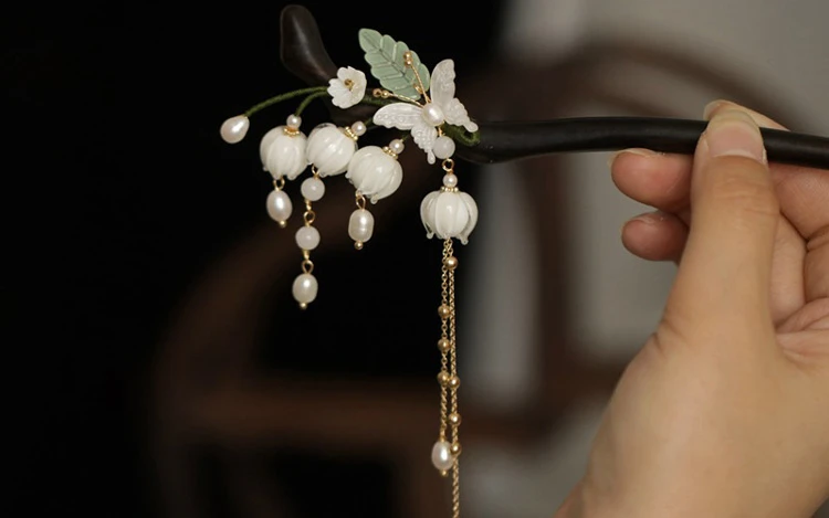 Traditional Wooden Hairpin Bell Orchid Hair Accessory Hanfu Styling