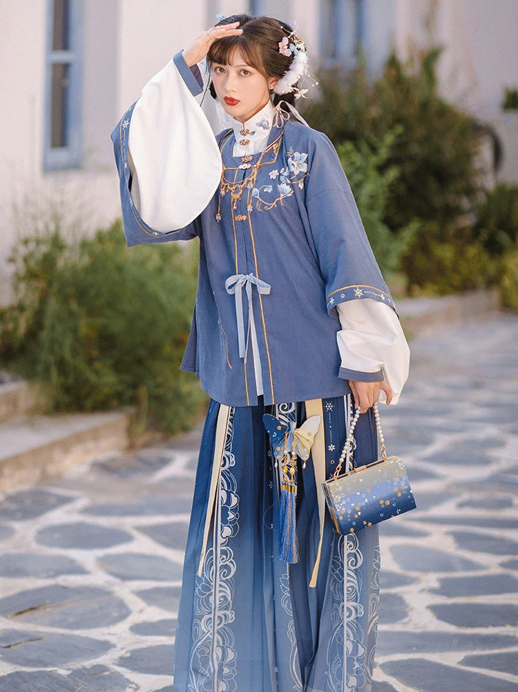 Winter Women Ming Dynasty Qiyao Hanfu Vintage Fairy Set
