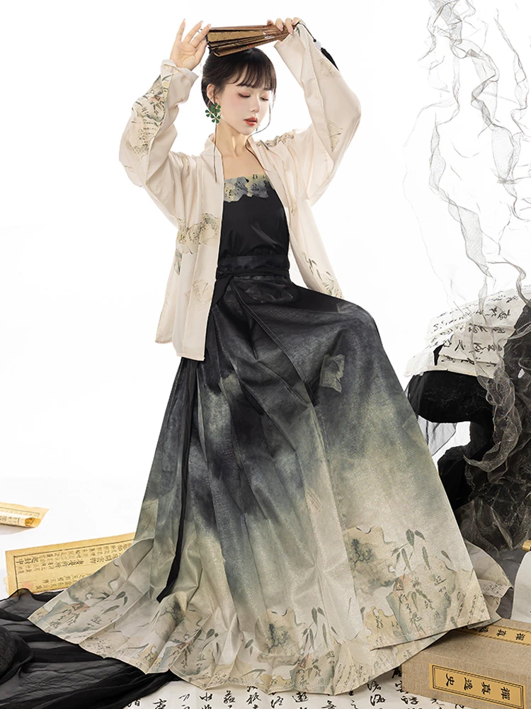 Stylish Chinese Fashion Women's Casual Hanfu Daily Mamian Skirt