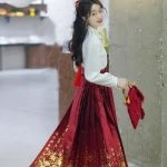 Spring Women Mamian Dress Red Modern Fashion Hanfu