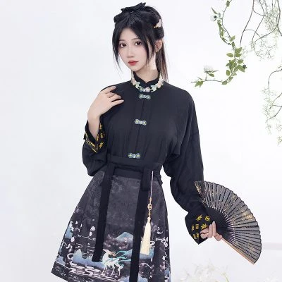 Modern Casual Ladies Hanfu Spring Short Mamian Skirt