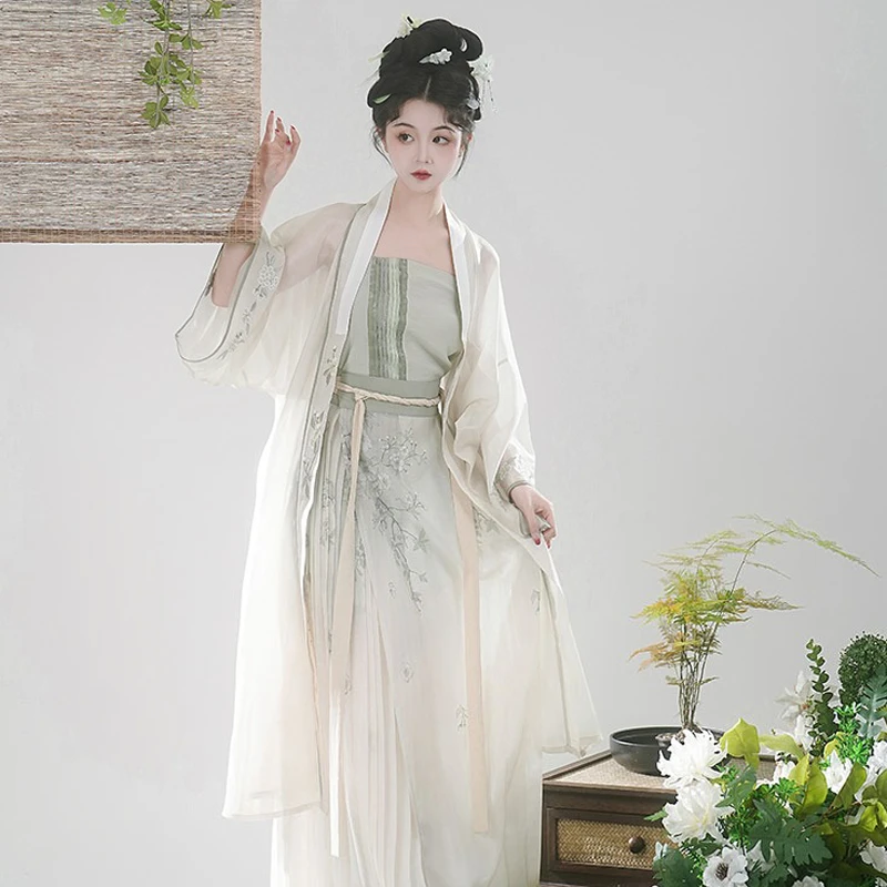 Spring-New-Women-Hanfu-Song-Dynasty-Elegant-Dress-Pear-Flower-1 Spring New Women Hanfu Song Dynasty Elegant Dress Pear Flower