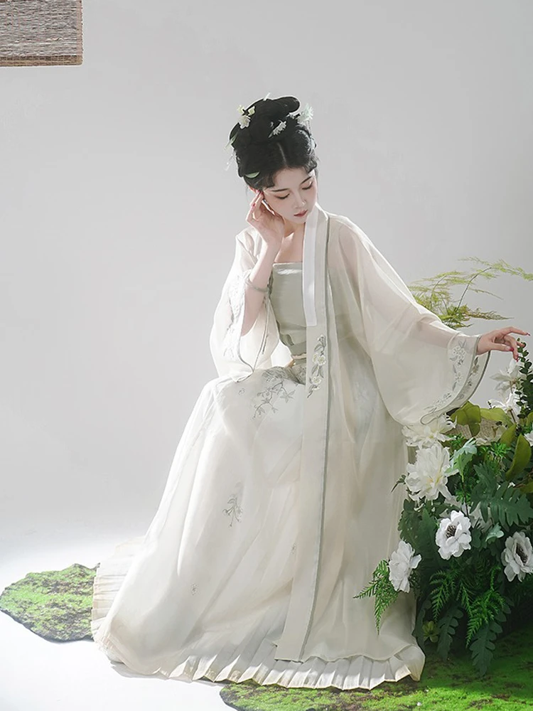 Spring New Women Hanfu Song Dynasty Elegant Dress Pear Flower