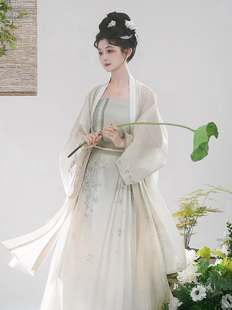 Spring New Women Hanfu Song Dynasty Elegant Dress Pear Flower