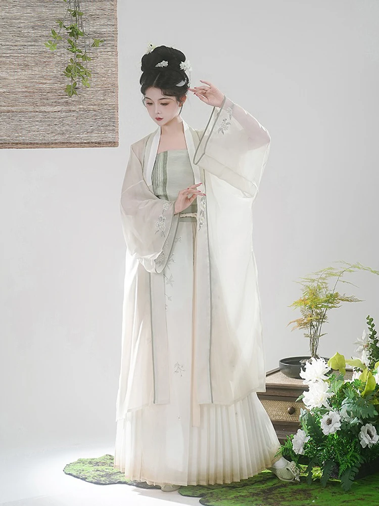 Spring New Women Hanfu Song Dynasty Elegant Dress Pear Flower