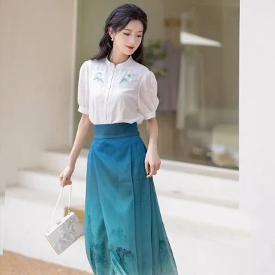 Summer Women Hanfu Modern Mamian Skirt Fresh Styling Shirt