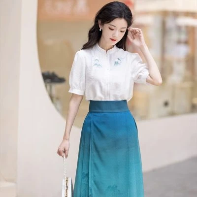 Summer Women Hanfu Modern Mamian Skirt Fresh Styling Shirt