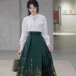 Spring Women Mamian Dress Red Modern Fashion Hanfu