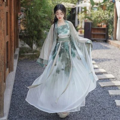 Women Daily Song Dynasty Hanfu Lotus Summer Refreshing Costume