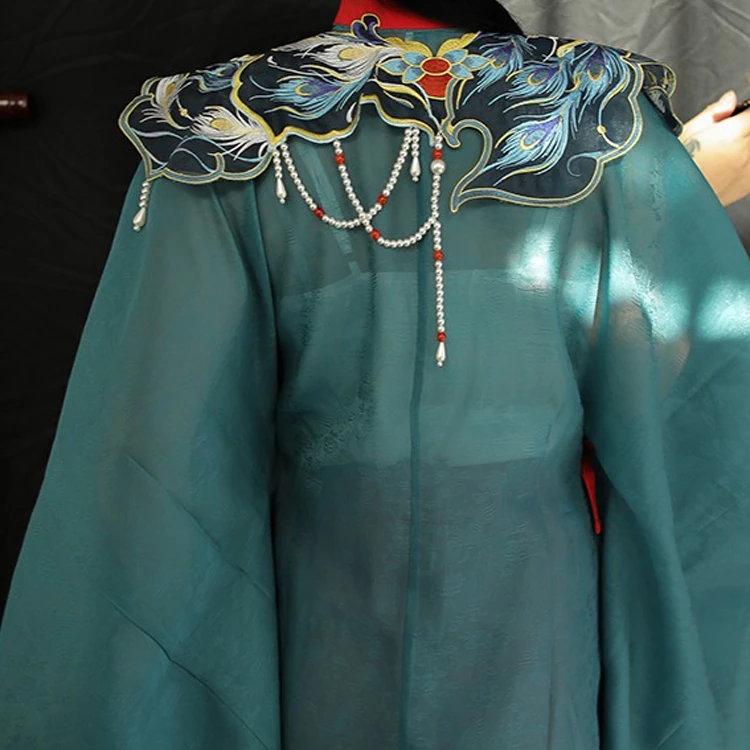 Cloud Shoulder Ming Style Embroidery Peacock Handmade Hanfu Yunjian Accessories