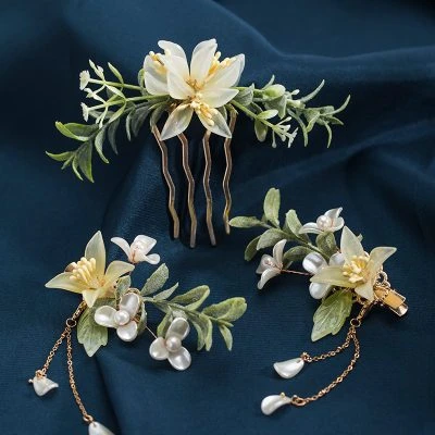 Hanfu Hair Accessories Daffodil Flocking Hair Clips Vintage Cheongsam Hairpin