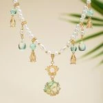 Hanfu Necklace Water Drops Green Women Pearl Ying Luo Accessories