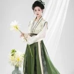 Tang Dynasty Hanfu Women's Qiyao Ruqun Set Daily Green Vintage Dress