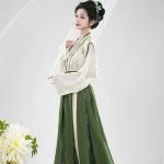 Tang Dynasty Hanfu Women's Qiyao Ruqun Set Daily Green Vintage Dress