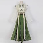 Tang Dynasty Hanfu Women's Qiyao Ruqun Set Daily Green Vintage Dress