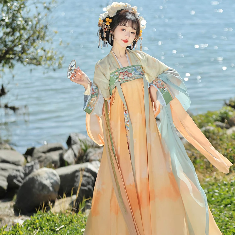 Women's-Tang-Dynasty-Qixiong-Shanqun-Dress-New-Summer-Elegant-Skirt-3 Women's Tang Dynasty Qixiong Shanqun Dress New Summer Elegant Skirt