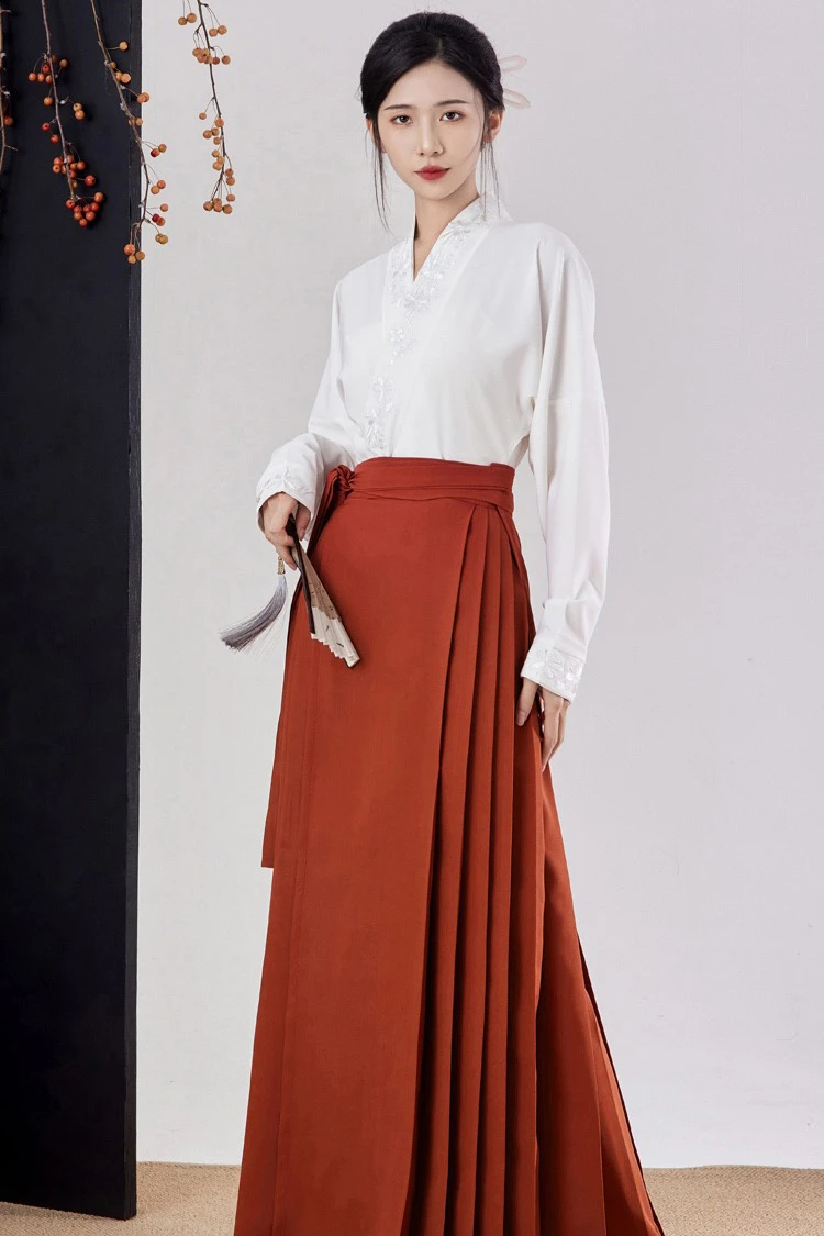Ming Dynasty Ladies Hanfu Solid Color Daily Commuter Suit Improved Traditional Clothing
