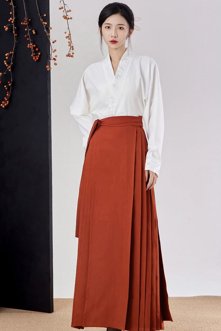 Ming Dynasty Ladies Hanfu Solid Color Daily Commuter Suit Improved Traditional Clothing